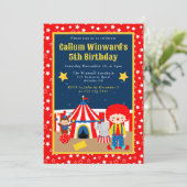 Invitation Cute Circus Boy Clown Anniversaire de enfant (Debout devant)