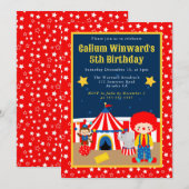 Invitation Cute Circus Boy Clown Anniversaire de enfant (Devant / Derrière)