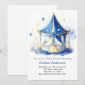 Invitation Cute Circus Dreamland Watercolor Baby shower garço (Devant / Derrière)