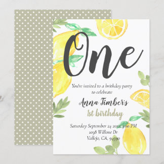 Invitation Cute citron rustique 1er anniversaire enfant invit