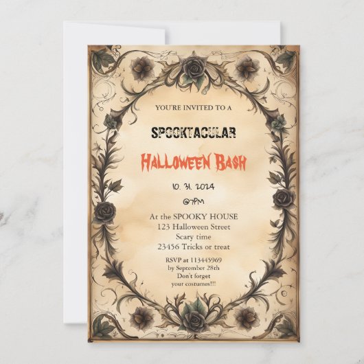Invitation Cute citrouille Boo Halloween bash (Devant)