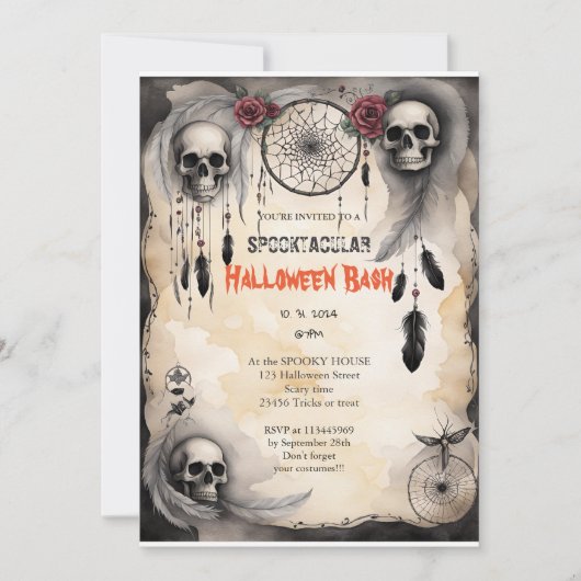 Invitation Cute citrouille Boo Halloween bash (Devant)