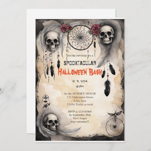 Invitation Cute citrouille Boo Halloween bash (Devant / Derrière)