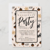 Invitation Cute Citrouille Chat Noir Halloween Motif (Devant)