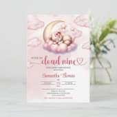 Invitation Cute Cloud Neuf ours en peluche dormant au-dessus  (Debout devant)