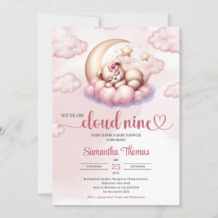 Invitation Cute Cloud Neuf ours en peluche dormant au-dessus 