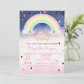 Invitation Cute Cloud Rainbow Stars Ombre Baby shower (Debout devant)
