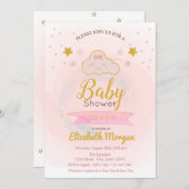 Invitation Cute Cloud, Stars C'est un Baby shower de fille (Devant / Derrière)