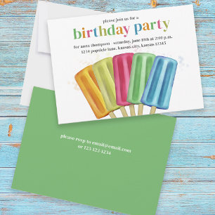 Invitation Cute Coloré Moderne Popsicles d'Anniversaire été