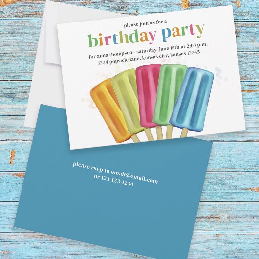 Invitation Cute Coloré Moderne Popsicles d'Anniversaire été