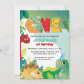 Invitation Cute Colorful Dinosaur Boys First Birthday  (Devant)