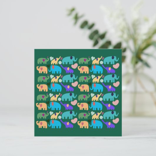 Invitation Cute Colorful Elephant Seamless Pattern (Debout devant)