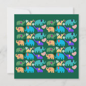 Invitation Cute Colorful Elephant Seamless Pattern (Devant)