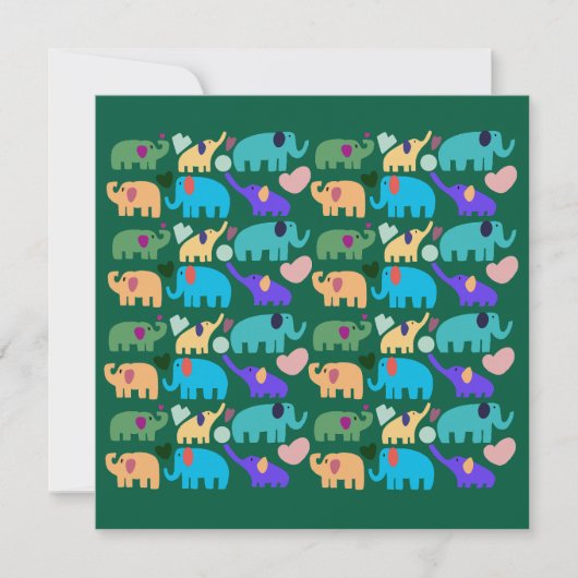 Invitation Cute Colorful Elephant Seamless Pattern (Devant)