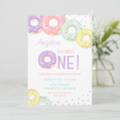 Invitation Cute Colorful Sprinkle Donuts First Birthday (Debout devant)