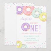 Invitation Cute Colorful Sprinkle Donuts First Birthday (Devant / Derrière)