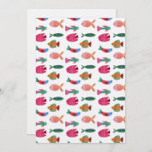 Invitation  Cute Colorful Tiny Fish Drawing Seamless Pattern (Devant / Derrière)
