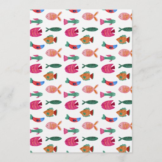 Invitation  Cute Colorful Tiny Fish Drawing Seamless Pattern (Devant)