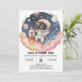 Invitation Cute Comet Elegance Astronaut Anniversaire (Debout devant)