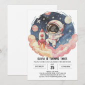 Invitation Cute Comet Elegance Astronaut Anniversaire (Devant / Derrière)