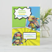 Invitation Cute Comic Book Turtles Superhero Boy Anniversaire (Debout devant)