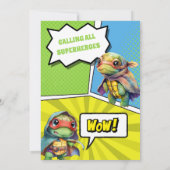 Invitation Cute Comic Book Turtles Superhero Boy Anniversaire (Dos)