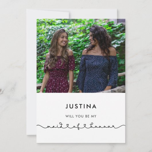 Invitation Cute connexion coeur Maid of Honor Proposition du  (Devant)