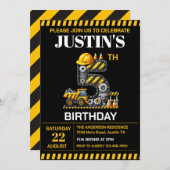 Invitation Cute Construction 5e fête d'anniversaire (Devant / Derrière)