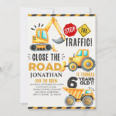 Invitation Cute Construction Birthday Party 6th Years (Devant)