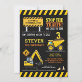 Invitation Cute Construction Camion Camion Anniversaire Garço (Devant)