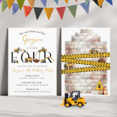 Invitation Cute Construction Camion de vidage 4e fête d'anniv