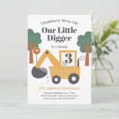 Invitation Cute Construction Dump Truck Third Birthday Party  (Debout devant)