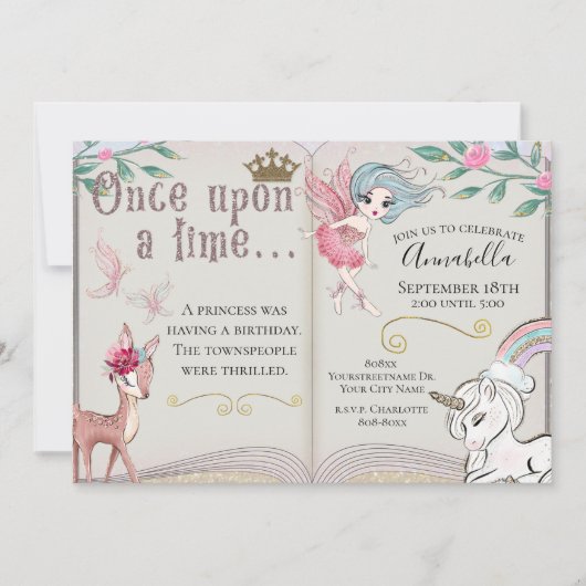Invitation Cute Conte Fairy Parties scintillant Fairy Garden (Devant)