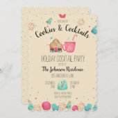 Invitation Cute Cookies & Cocktails Holiday Cookie Exchange (Devant / Derrière)