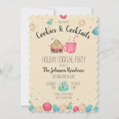 Invitation Cute Cookies & Cocktails Holiday Cookie Exchange (Devant)