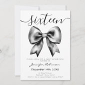 Invitation Cute Coquette Black Bow Sweet 16 Anniversaire (Devant)