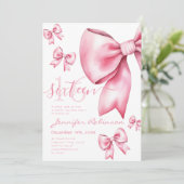 Invitation Cute Coquette Blush Pink Bow Sweet 16 (Debout devant)