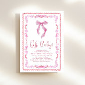 Invitation Cute Coquette Bow Aquarelle bébé fille douche