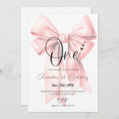 Invitation Cute Coquette Bow fille Anniversaire (Devant / Derrière)