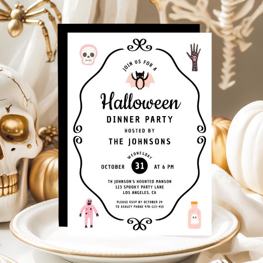 Invitation Cute Coquette Dîner d'Halloween