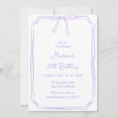 Invitation Cute Coquette Main Draw Bow Whimsical Anniversaire (Devant)