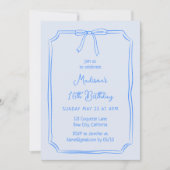 Invitation Cute Coquette Main Draw Bow Whimsical Anniversaire (Devant)