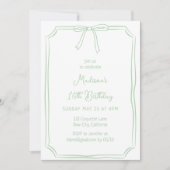 Invitation Cute Coquette Main Draw Bow Whimsical Anniversaire (Devant)