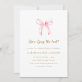 Invitation Cute Coquette Pink Bow Tying Knot Fête des mariées (Devant)