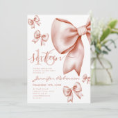 Invitation Cute Coquette Rose Gold Bow Sweet 16 (Debout devant)