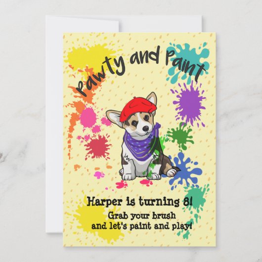 Invitation Cute Corgi Chien Amusant Art Anniversaire Fête Inv (Devant)