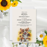 Invitation Cute Corgi Chien Tournesols 40e anniversaire<br><div class="desc">Chien Corgi mignon avec tournesol 40e anniversaire invitation pour les femmes. Cette carte peut être conçue pour n'importe quel âge. Contactez-moi pour obtenir de l'aide sur votre personnalisation ou pour demander d'autres produits d'appariement ou de coordination pour votre célébration.</div>