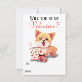 Invitation Cute Corgi Puppy Be My Valentine Valentines Card (Devant)