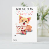 Invitation Cute Corgi Puppy Be My Valentine Valentines Card (Debout devant)