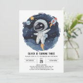 Invitation Cute Cosmic Online Astronaut garçon Anniversaire (Debout devant)